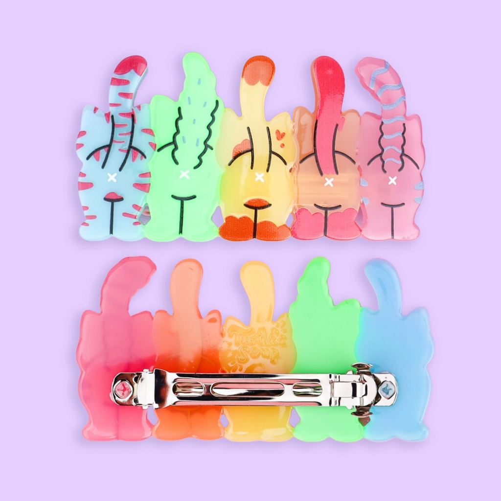 Silly Colorful Cats Hair Clips - Set of 2 - Freshie & Zero Studio Shop