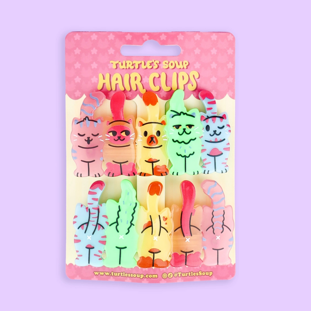 Silly Colorful Cats Hair Clips - Set of 2 - Freshie & Zero Studio Shop