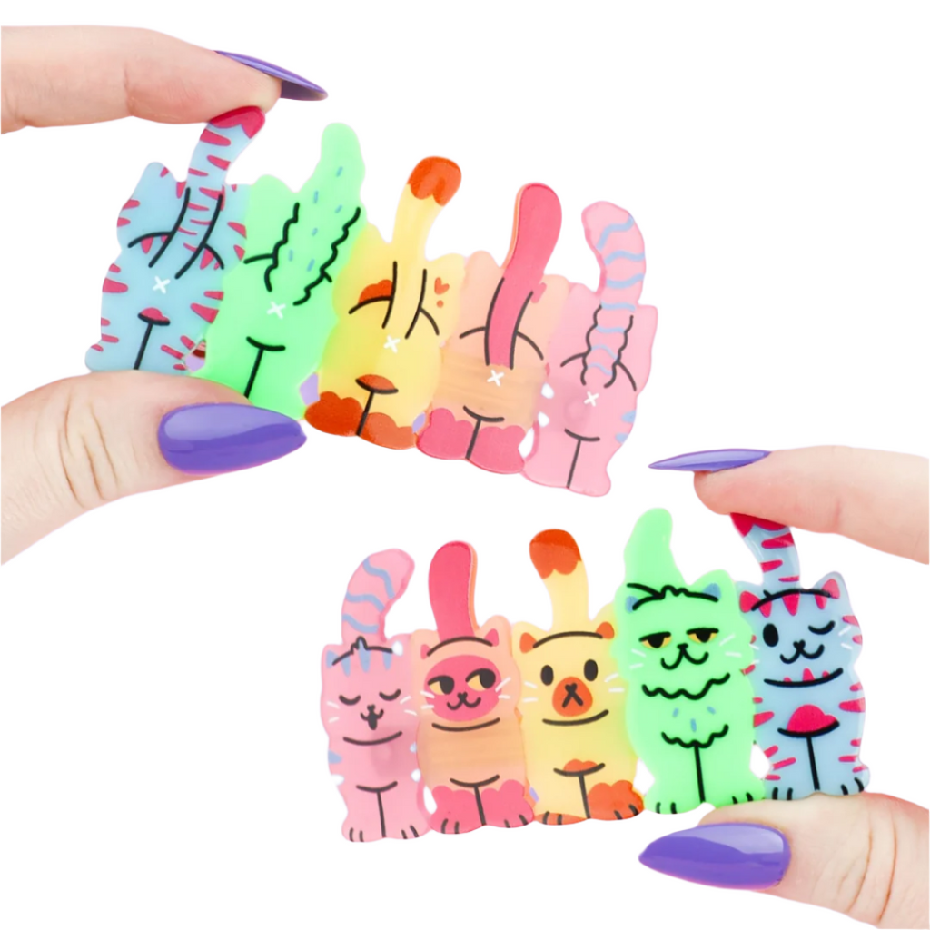Silly Colorful Cats Hair Clips - Set of 2 - Freshie & Zero Studio Shop
