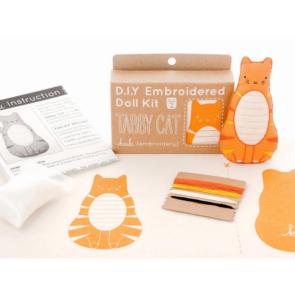Embroidery Mini Plush Kit, Tabby Cat | Level 1 - Freshie & Zero Studio Shop