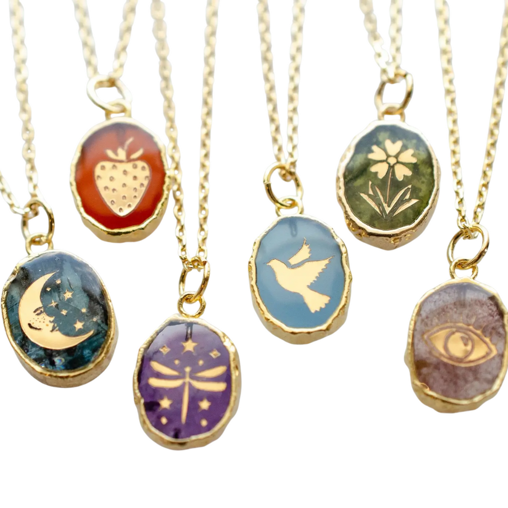 Amethyst Dragonfly Gemstone Necklace - Freshie & Zero Studio Shop