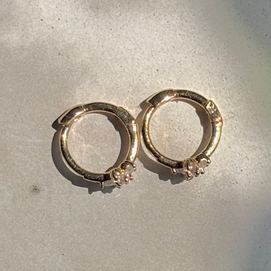 Aria Floral Crystal Huggie Hoop Gold Earrings - Freshie & Zero Studio Shop