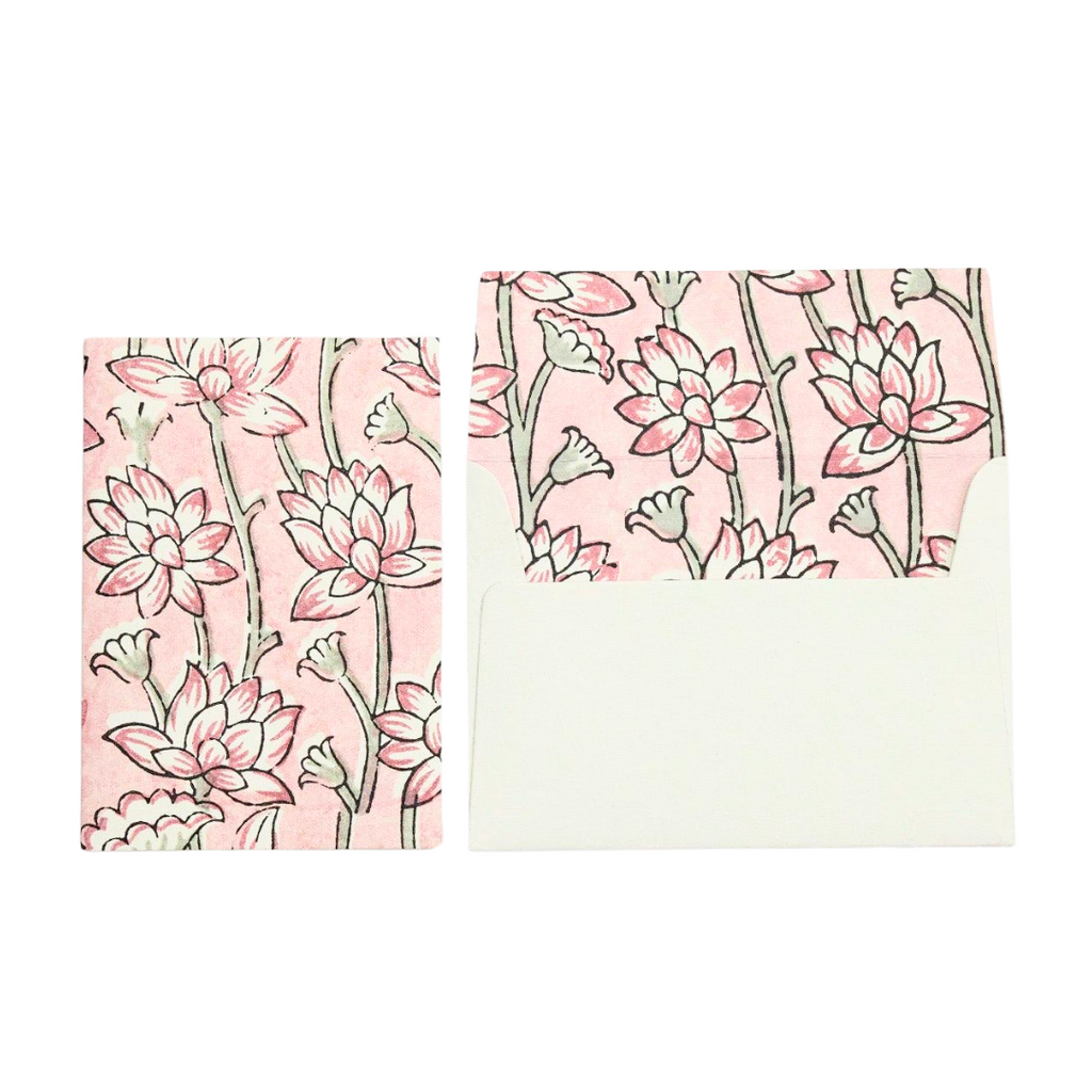 Lotus Pink Earth Hand Block Printed Greeting Card - Freshie & Zero Studio Shop