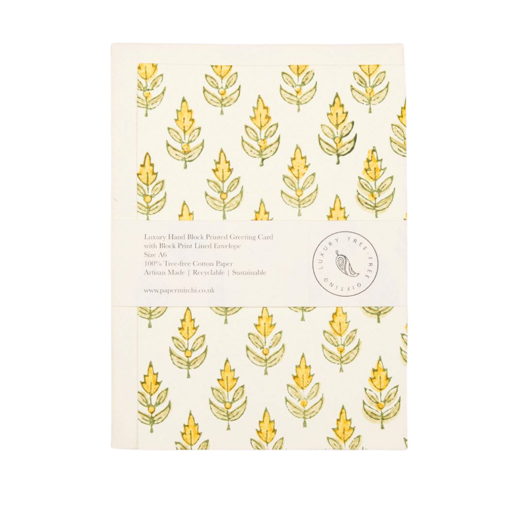 Buti Sunshine Hand Block Printed Greeting Card - Freshie & Zero Studio Shop
