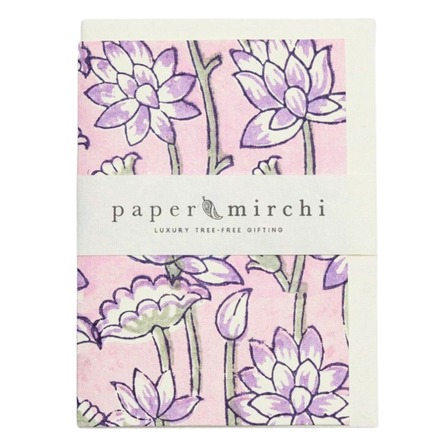 Lotus Lavender Hand Block Printed Greeting Card - Freshie & Zero Studio Shop