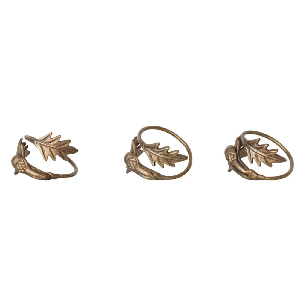 Brass Acorn and Leaves Napkin Ring - Freshie & Zero Studio Shop