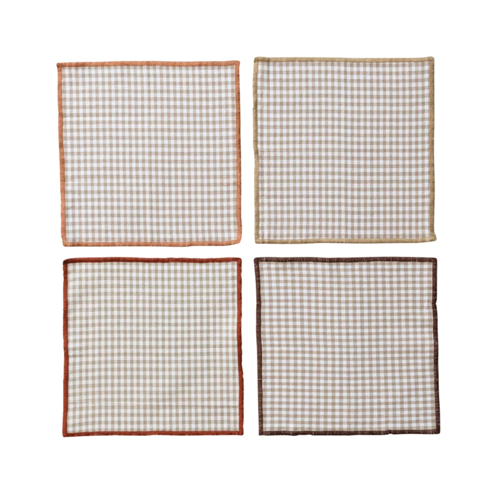 Checkered Pattern Cotton Cocktail Napkins - Set of 4 - Freshie & Zero Studio Shop