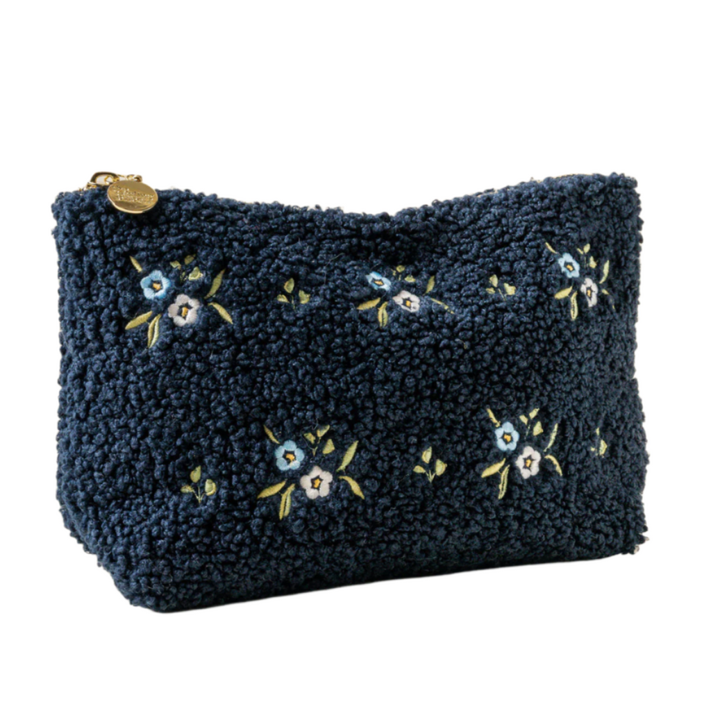 Teddy Zippered Pouch - Dainty Floral Navy - Freshie & Zero Studio Shop