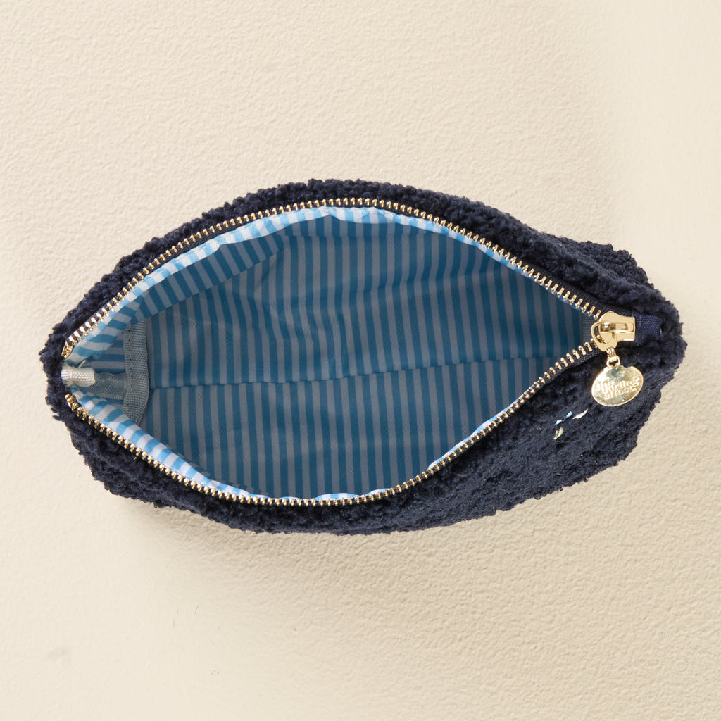 Teddy Zippered Pouch - Dainty Floral Navy - Freshie & Zero Studio Shop
