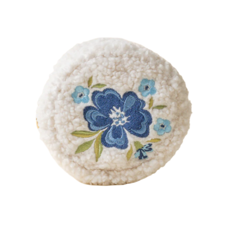 Teddy Pouch - Circle Blue Floral on White - Freshie & Zero Studio Shop