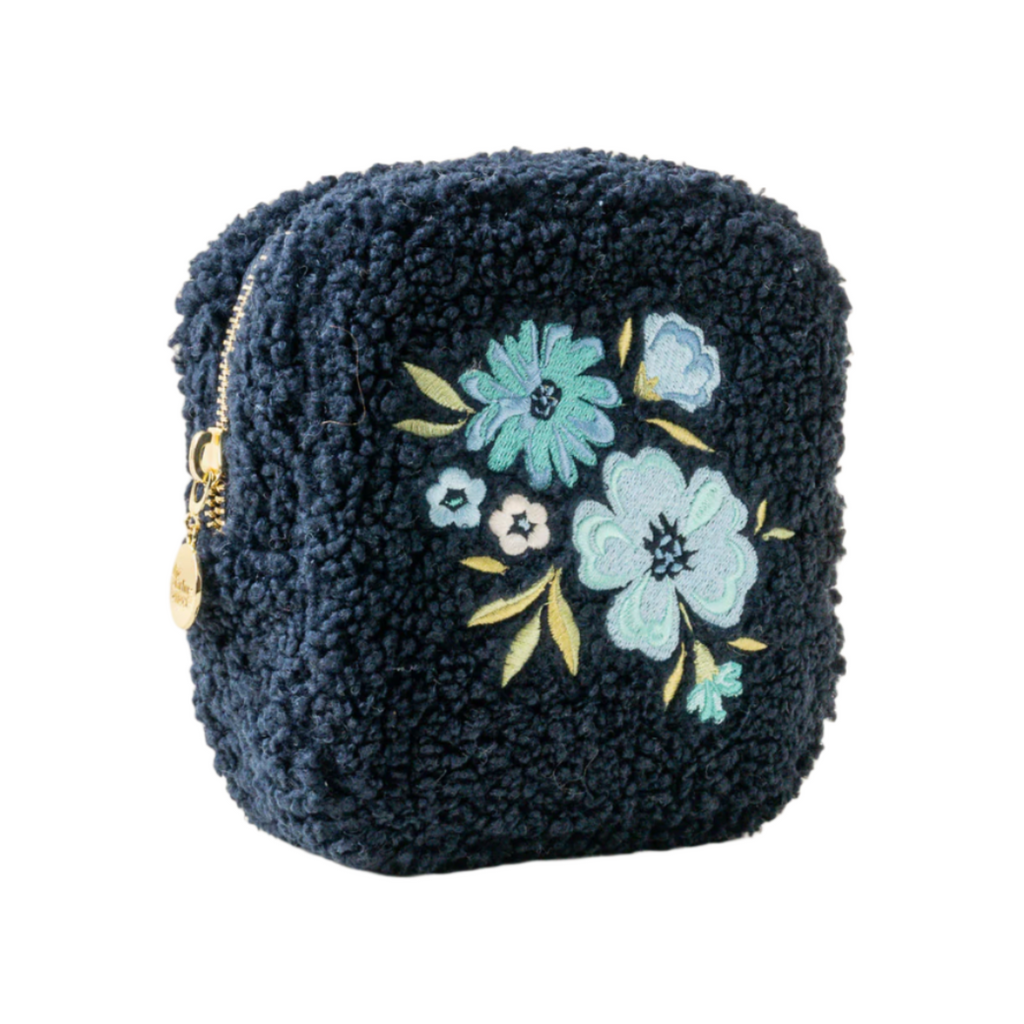 Square Teddy Pouch - Floral Navy - Freshie & Zero Studio Shop