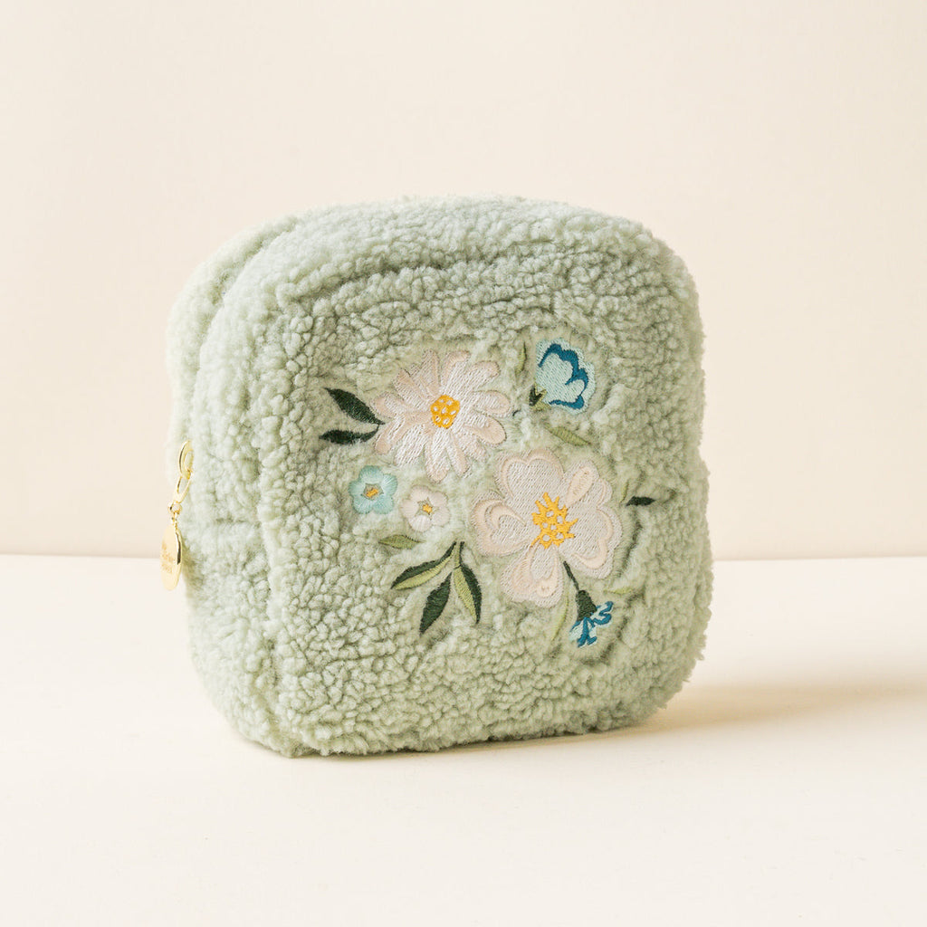 Square Teddy Pouch - Floral Sage - Freshie & Zero Studio Shop