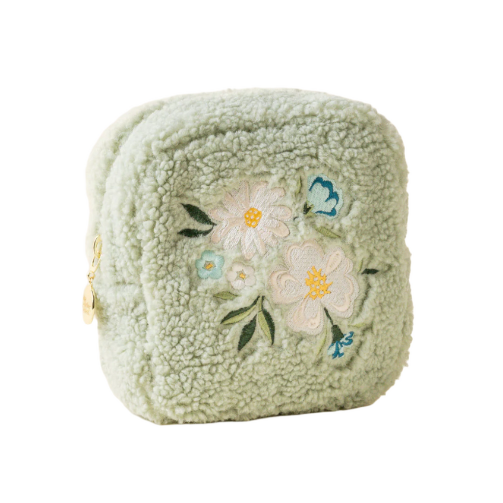 Square Teddy Pouch - Floral Sage - Freshie & Zero Studio Shop