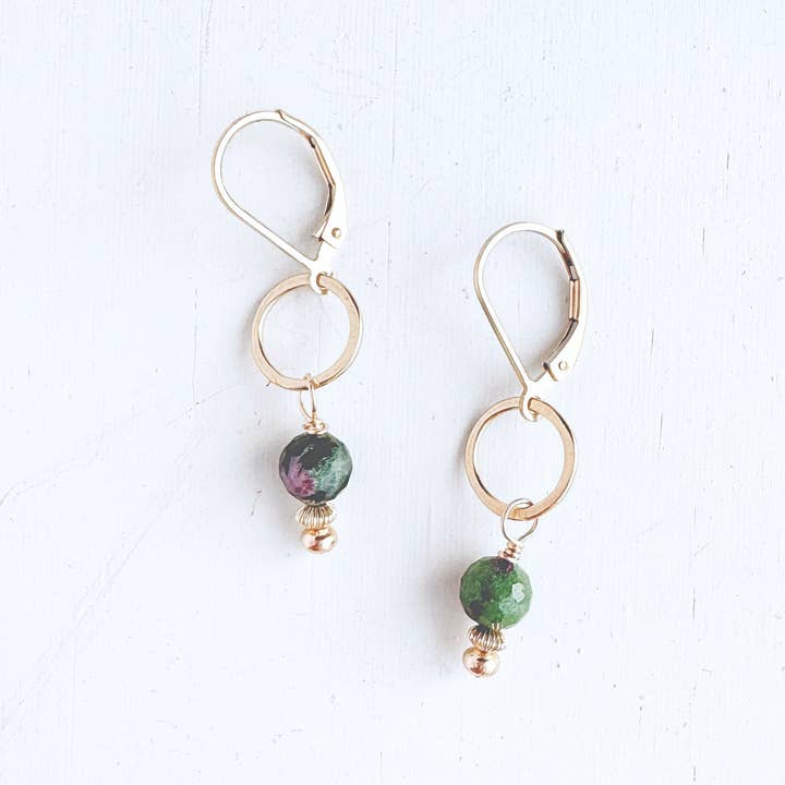 kelp green gemstone drop earrings - Freshie & Zero Studio Shop