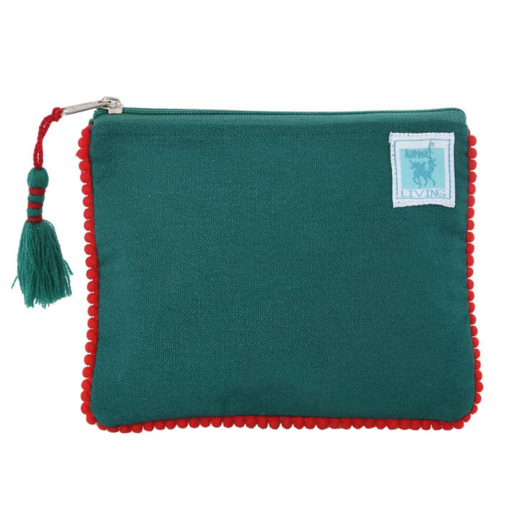 Green Floral Embroidered Velvet Zipper Pouch - Freshie & Zero Studio Shop