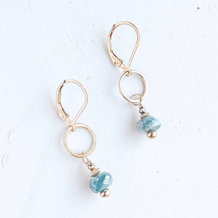 lagoon blue gemstone drop earrings - Freshie & Zero Studio Shop
