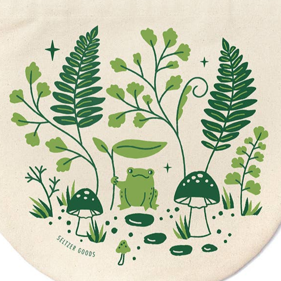 Fern Frog Round Tote Bag - Freshie & Zero Studio Shop