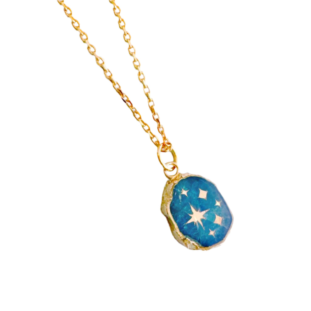 Celestial Apatite Gemstone Symbol Necklace by Jill Makes - Freshie & Zero Studio Shop