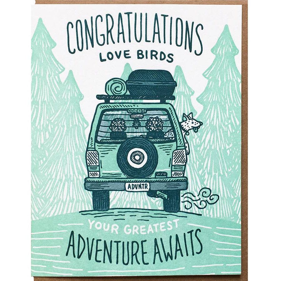 Congrats Love Birds Adventure Awaits Card - Freshie & Zero Studio Shop