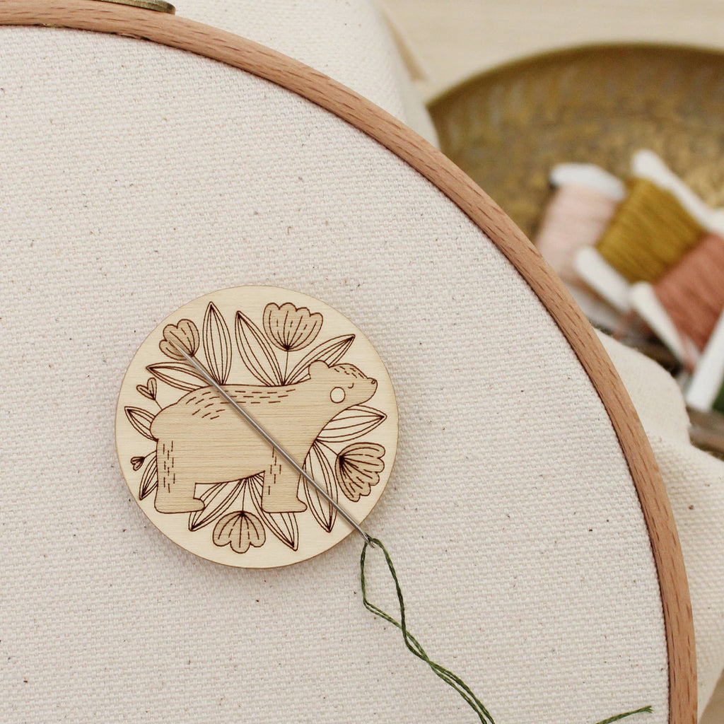 Magnetic Wooden Needle Minder: Sweet Bear - Freshie & Zero Studio Shop