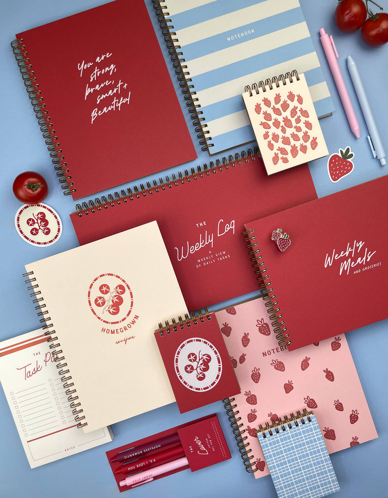 Strawberry Pattern Journal | Lined Notebook - Freshie & Zero Studio Shop