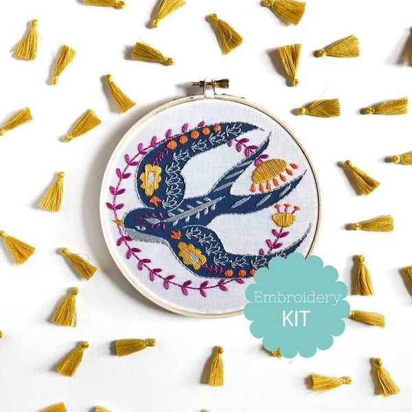 Embroidery Kit - Swallow - Freshie & Zero Studio Shop