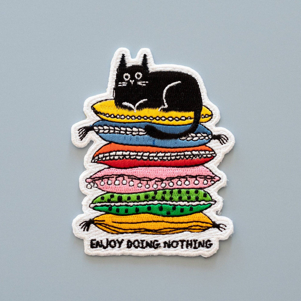 Iron-On Patch: Enjoy Doing Nothing Cat - Freshie & Zero Studio Shop