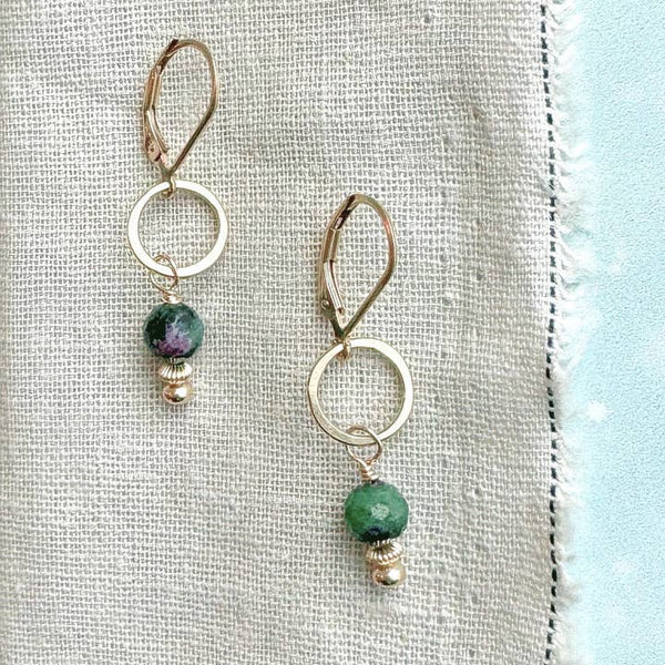 kelp green gemstone drop earrings - Freshie & Zero Studio Shop