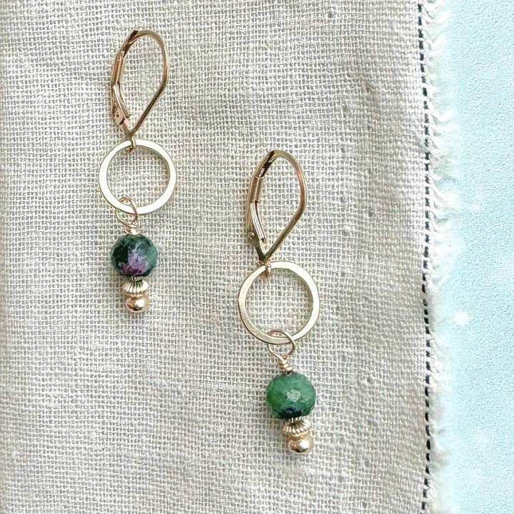 kelp green gemstone drop earrings - Freshie & Zero Studio Shop
