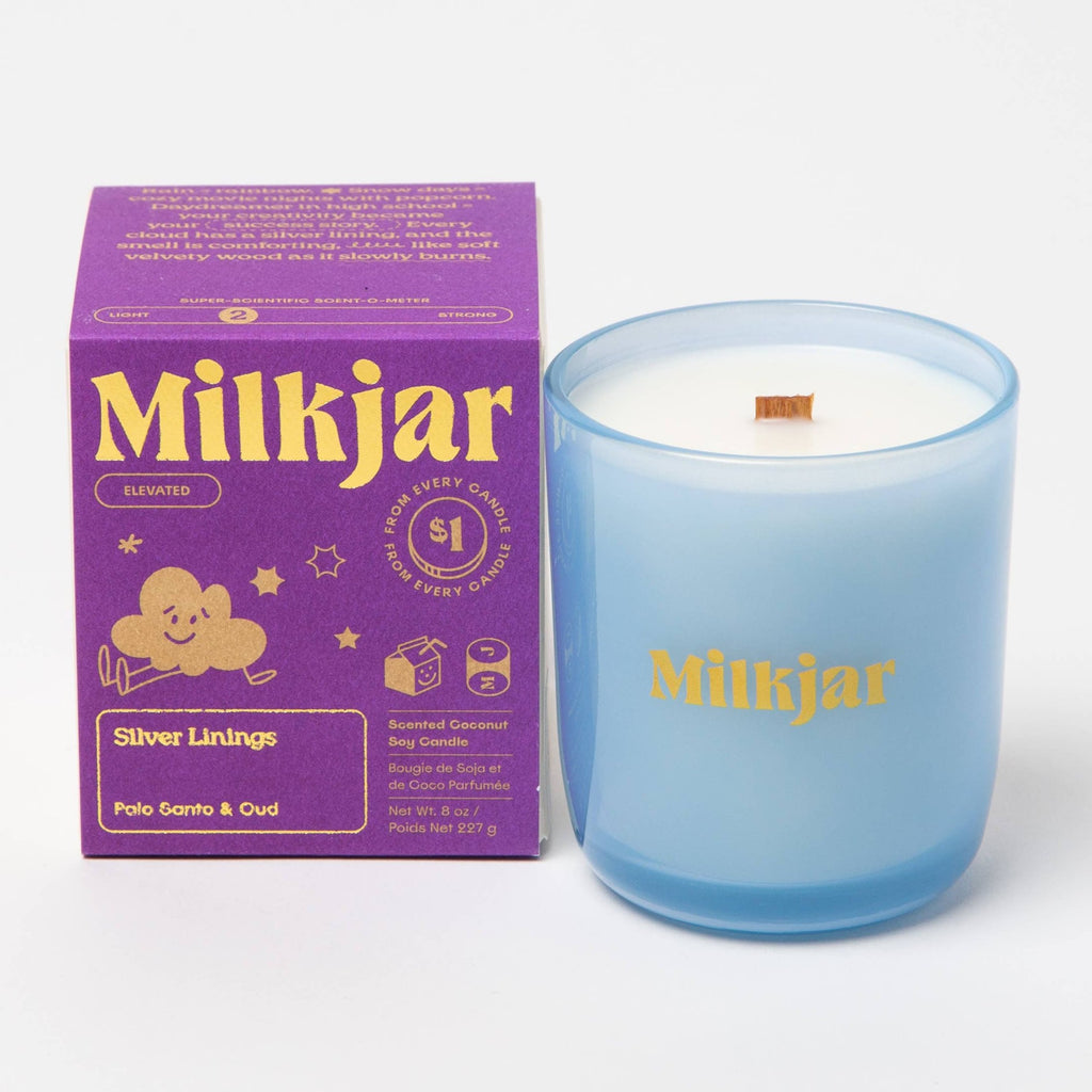 Silver Linings - Palo Santo & Oud Coconut Soy 8oz Candle by Milkjar - Freshie & Zero Studio Shop