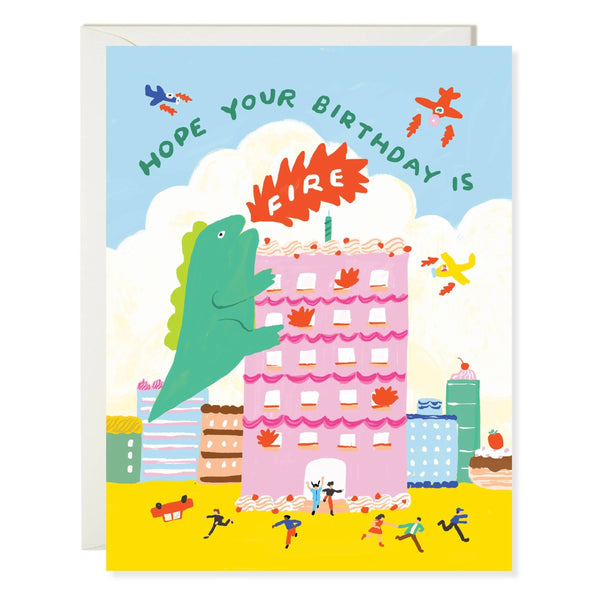 Monster Fire Happy Birthday Greeting Card - Freshie & Zero Studio Shop