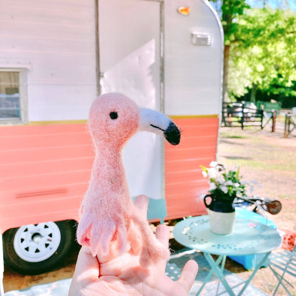 Pink Flamingo Finger Puppet - Freshie & Zero Studio Shop