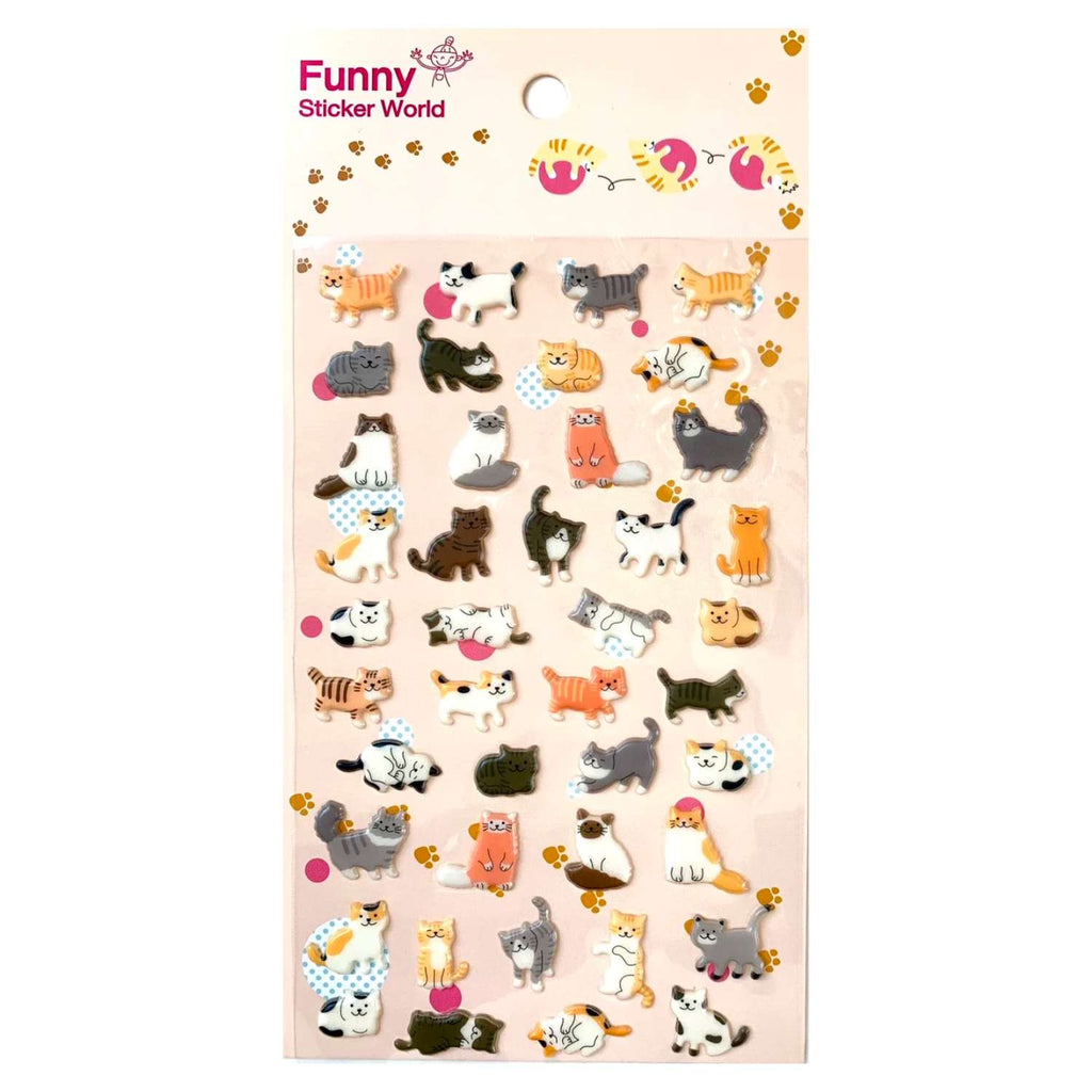 Kawaii Puffy Stickers Sheet: Dogs & Cats - Freshie & Zero Studio Shop