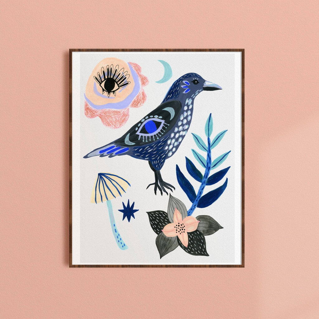 Mystical Crow Art Print - Freshie & Zero Studio Shop