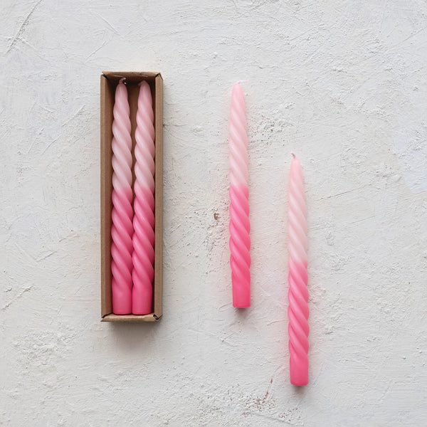 Twisted Taper Candles Set of 2: Ombre Pink - Freshie & Zero Studio Shop