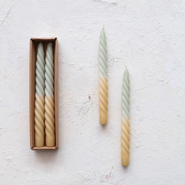 Twisted Taper Candles Set of 2: Ombre Mint - Freshie & Zero Studio Shop