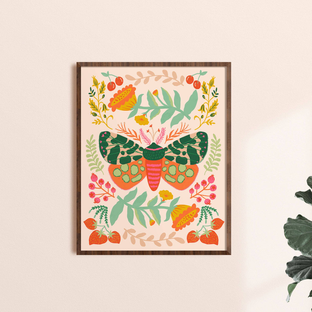 Garden Moth Art Print: 5 x 7" - Freshie & Zero Studio Shop