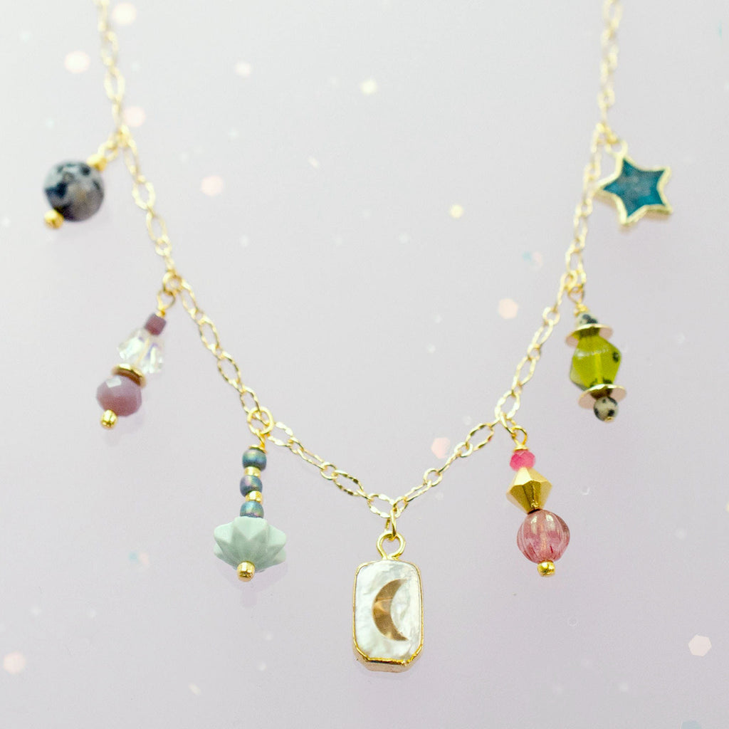 Atlas Pearl Moon Charm Necklace by Jill Makes - Freshie & Zero Studio Shop