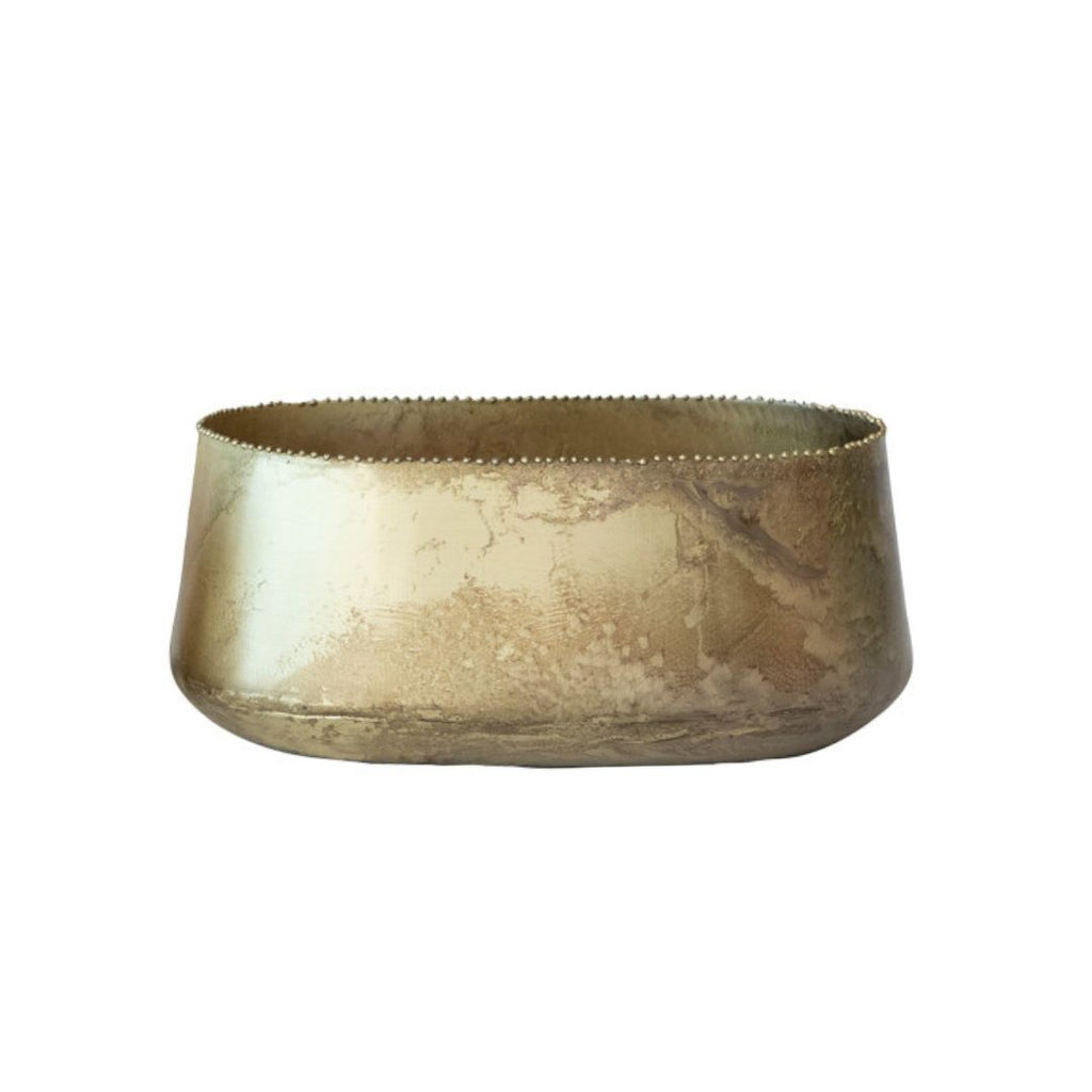 Metal Planters with Beaded Edge, Antique Brass Finish - Freshie & Zero Studio Shop