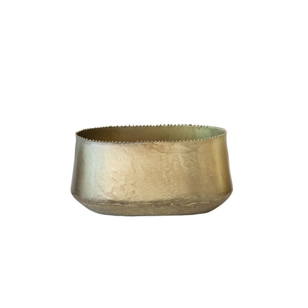 Metal Planters with Beaded Edge, Antique Brass Finish - Freshie & Zero Studio Shop