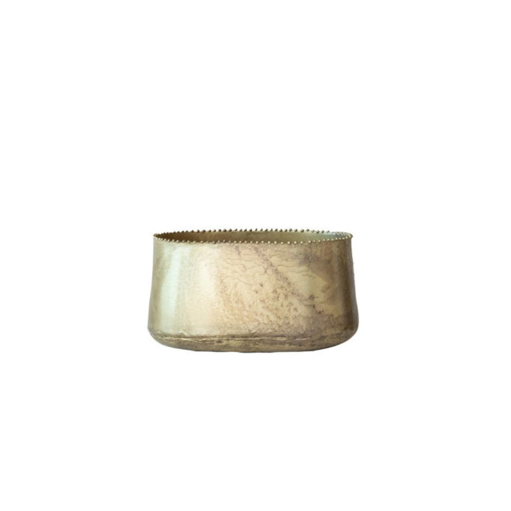 Metal Planters with Beaded Edge, Antique Brass Finish - Freshie & Zero Studio Shop