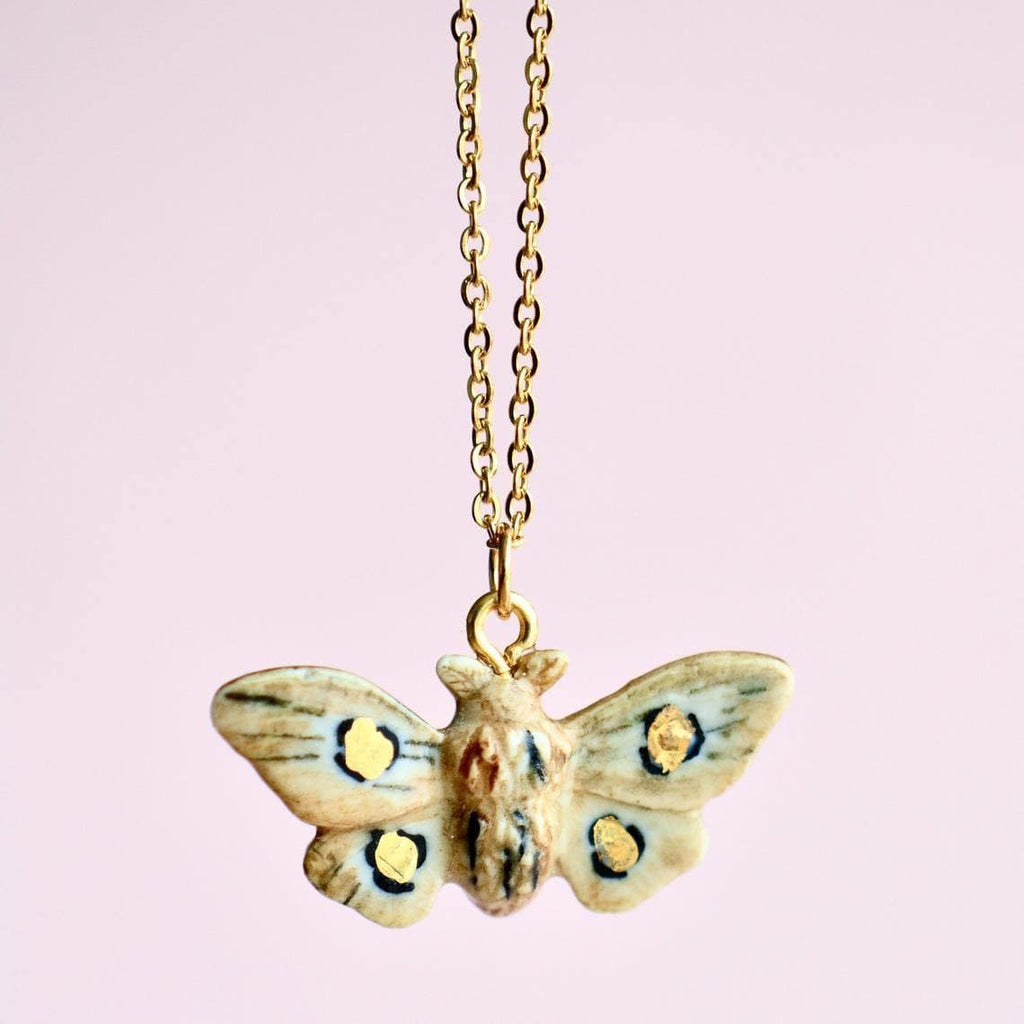 Solar Moth Porcelain Charm Necklace - Freshie & Zero Studio Shop