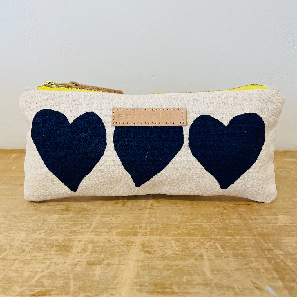 Navy Heart Pencil Bag | Erin Flett - Freshie & Zero Studio Shop