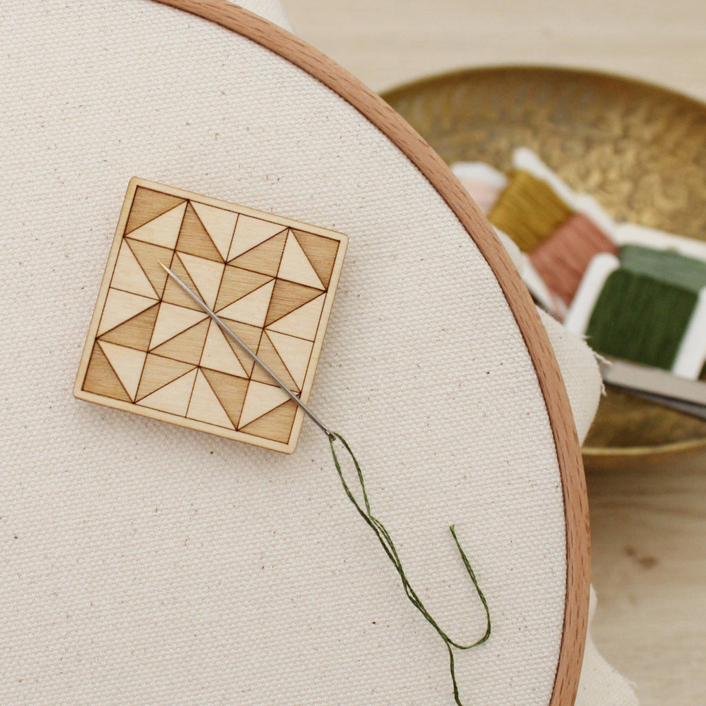 Magnetic Wooden Needle Minder: Quilt Block - Freshie & Zero Studio Shop