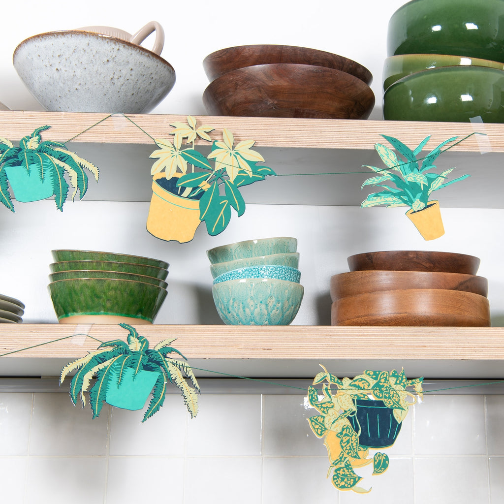 Houseplants Screen Printed Paper Garland - Freshie & Zero Studio Shop
