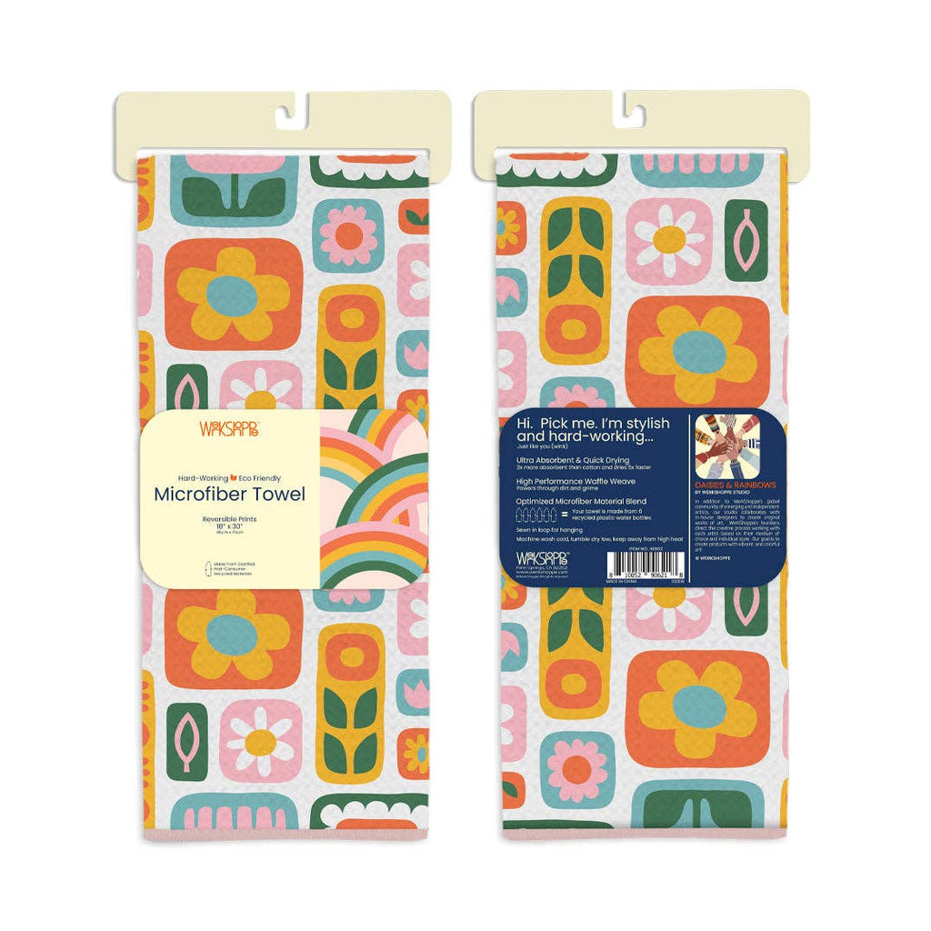 Daisies & Rainbows Microfiber Kitchen Towel - Freshie & Zero Studio Shop