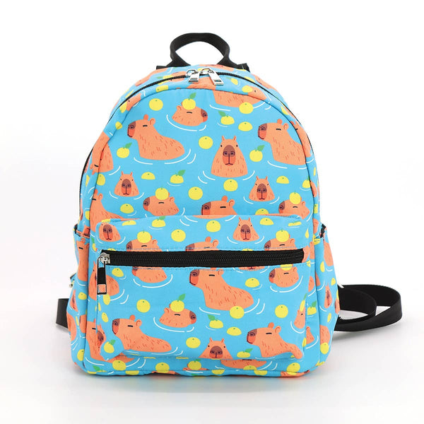 Mini Blue Backpack - Cute Capybaras - Freshie & Zero Studio Shop