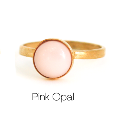 Gemstone Stacking Ring: Pink opal 14kt gold vermeil - Freshie & Zero Studio Shop