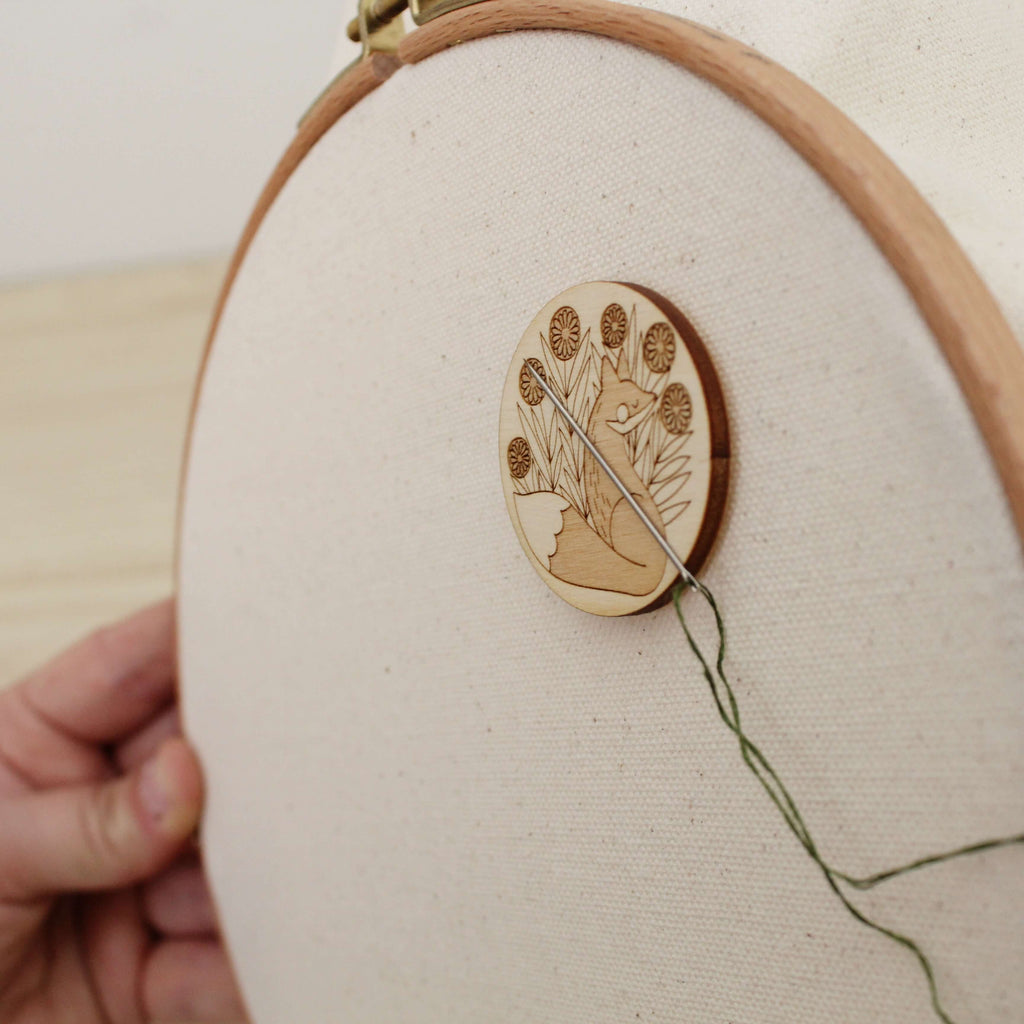 Magnetic Wooden Needle Minder: Wood Fox - Freshie & Zero Studio Shop