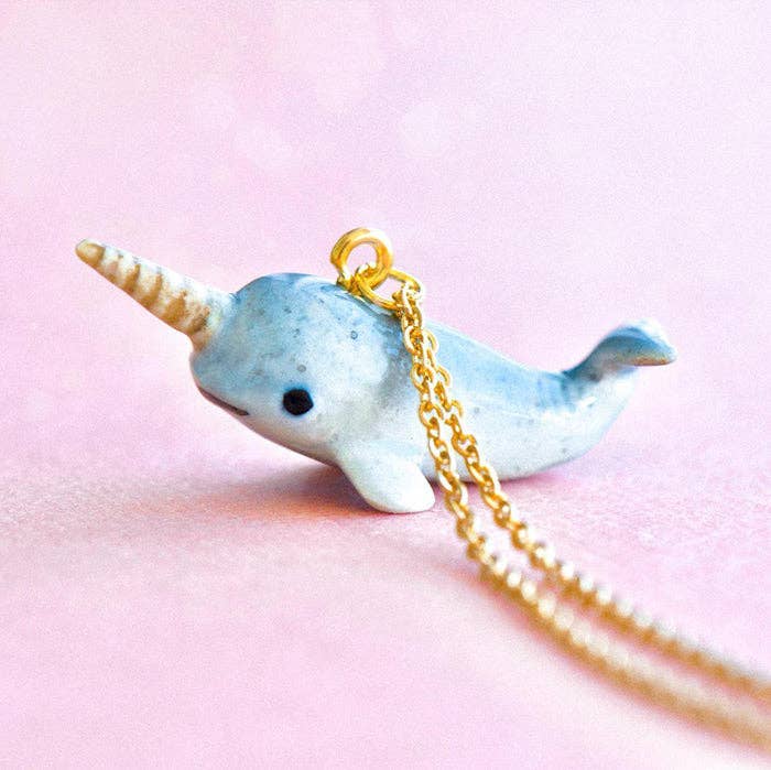 Narwhal Porcelain Charm Necklace - Freshie & Zero Studio Shop